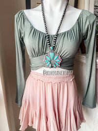 Boho Ranch Shop - Western Statement Squash Blossom Stone Necklace: White