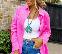 Boho Ranch Shop - Western Statement Squash Blossom Stone Necklace: White