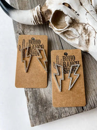 Rhinestone Pave Thunderbolt Earrings-Briar & Ivy