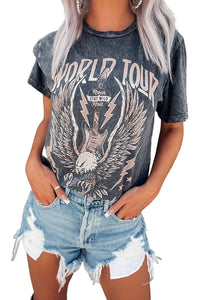Gray WORLD TOUR Graphic Print Mineral Washed Tee-Briar & Ivy