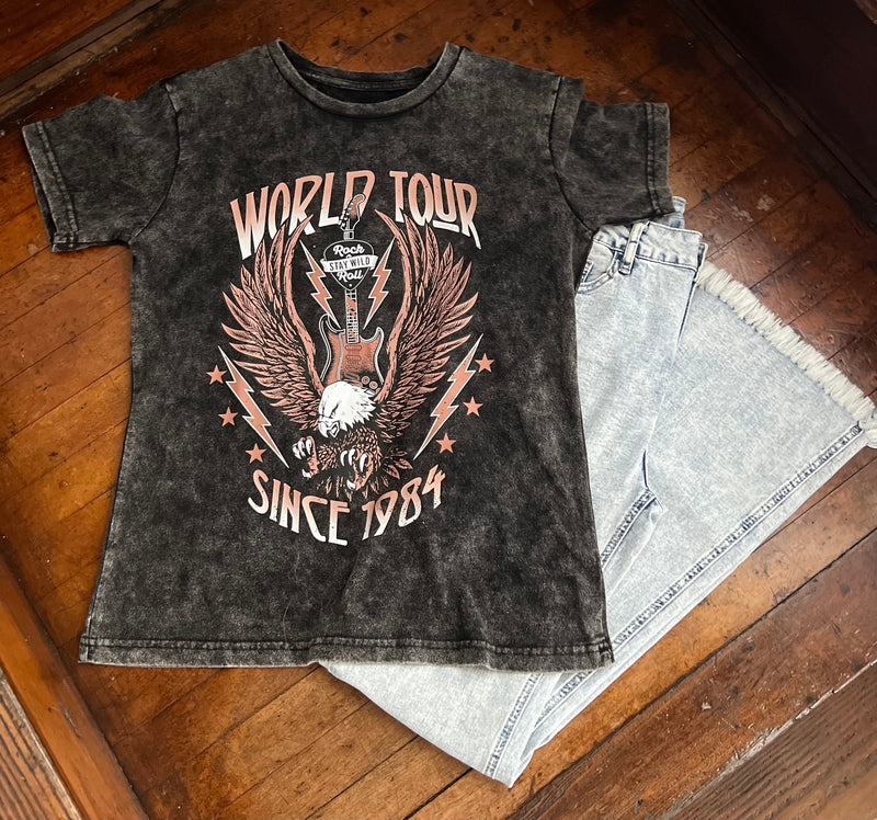Gray WORLD TOUR Graphic Print Mineral Washed Tee-Briar & Ivy
