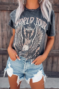 Gray WORLD TOUR Graphic Print Mineral Washed Tee-Briar & Ivy