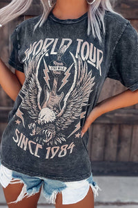 Gray WORLD TOUR Graphic Print Mineral Washed Tee-Briar & Ivy