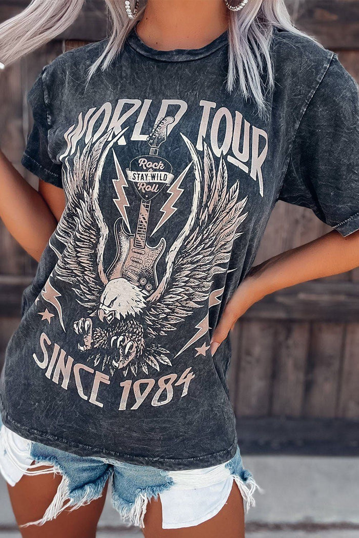 Gray WORLD TOUR Graphic Print Mineral Washed Tee-Briar & Ivy